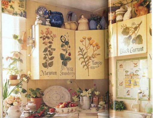 Reka bentuk asal perabot dapur dengan kertas dinding - satu trend popular zaman moden