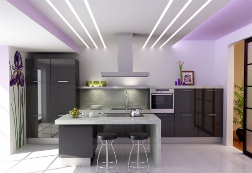 För svartvitt kök är det rätta valet av belysning väldigt viktigt