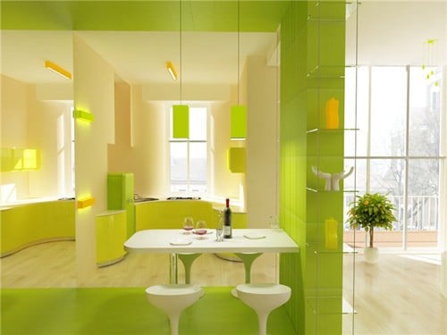 그린 주방 : 사진 예제가있는 녹색 톤의 디자인