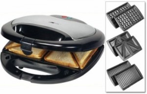 Un sándwich con placas reemplazables puede servir como un waffle iron