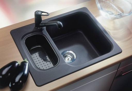 Sink dapur dapur dengan dua mangkuk