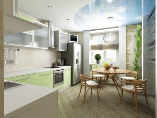 The design of the kitchen with a balcony largely depends on whether the owners plan to combine these two rooms