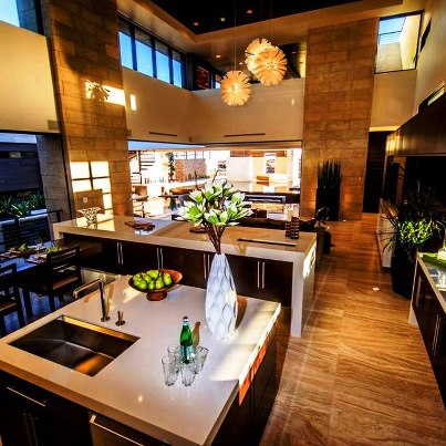 Et av kjøkkenene med Builder's Show 2013 er en original kombinasjon av design og lys