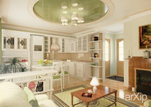 Forskellige måder at zoning køkkenplads på er succesfuldt brugt af designere