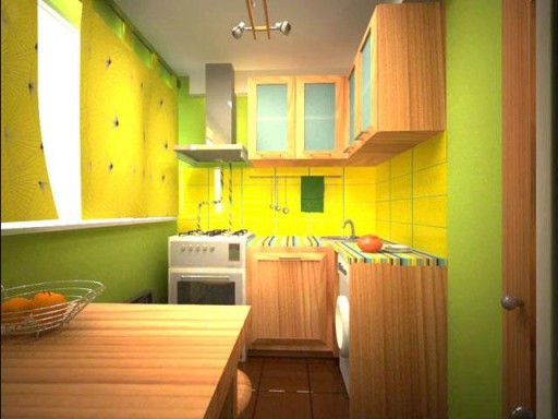 Šios virtuvės ryškios spalvos sukuria linksmą jaukią nuotaiką net mažame plote