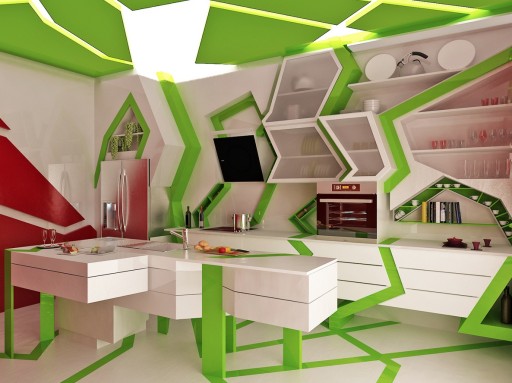 Il design sorprendente della cucina bianca e verde non lascerà nessuno indifferente