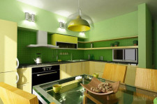 Keittiön seinät ovat vihreät