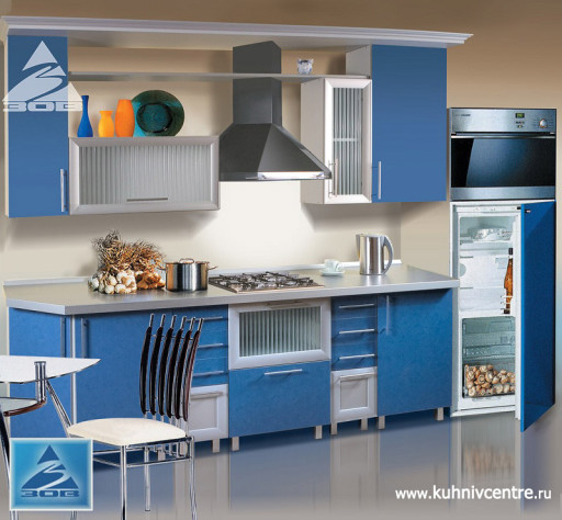 Comfort and practicality - the main characteristics of this kitchen in blue