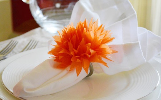 Ring for napkins with a flower made of paper with mildew