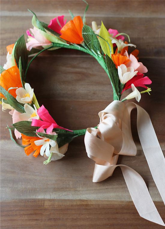 Wreath of paper flowers