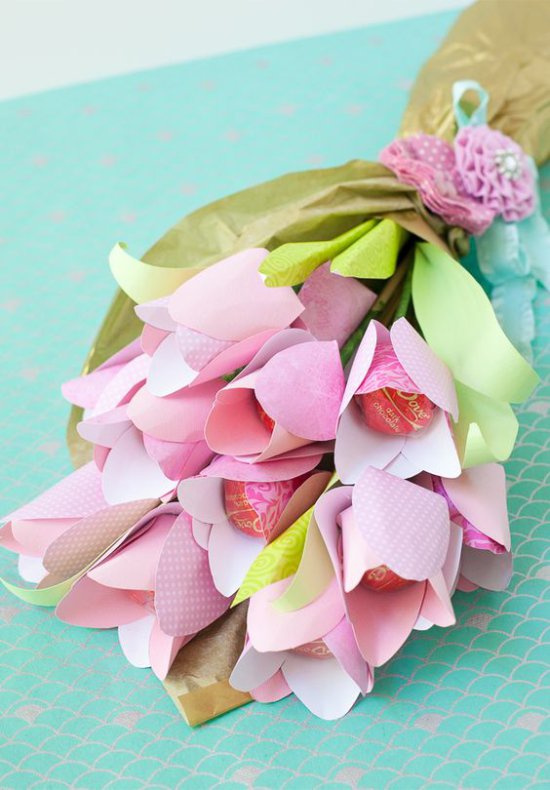 Bouquet of flowers with sweets