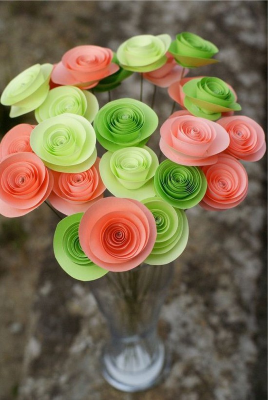 Bouquet from paper roses