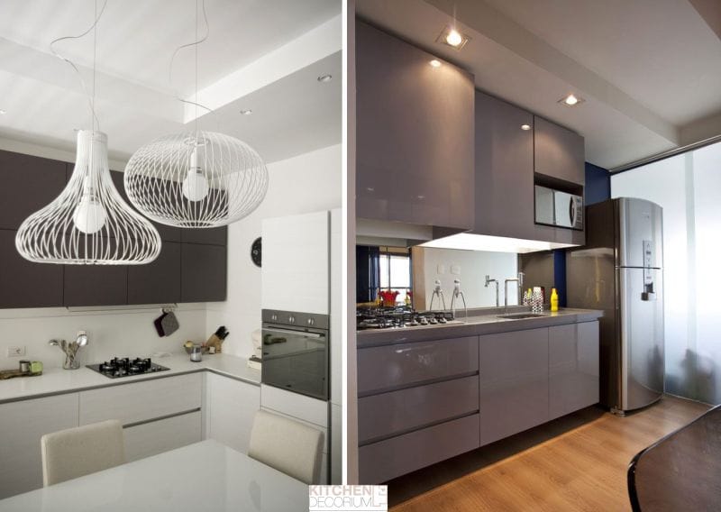 Gypsum plasterboard ceiling in the kitchen - two-level