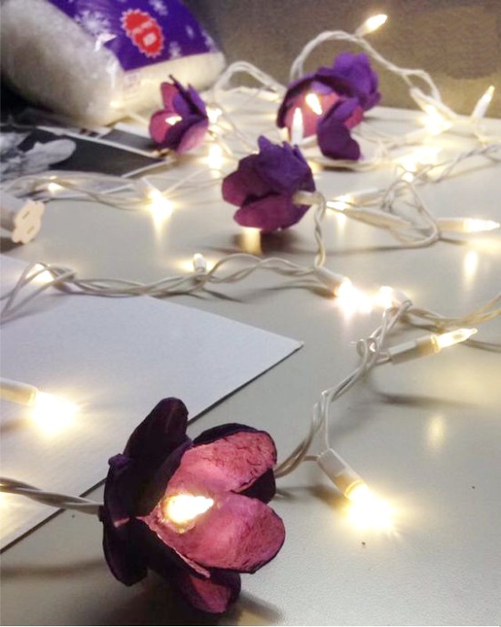 LED krans med blommor