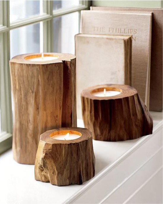 Candlestick diperbuat daripada kayu