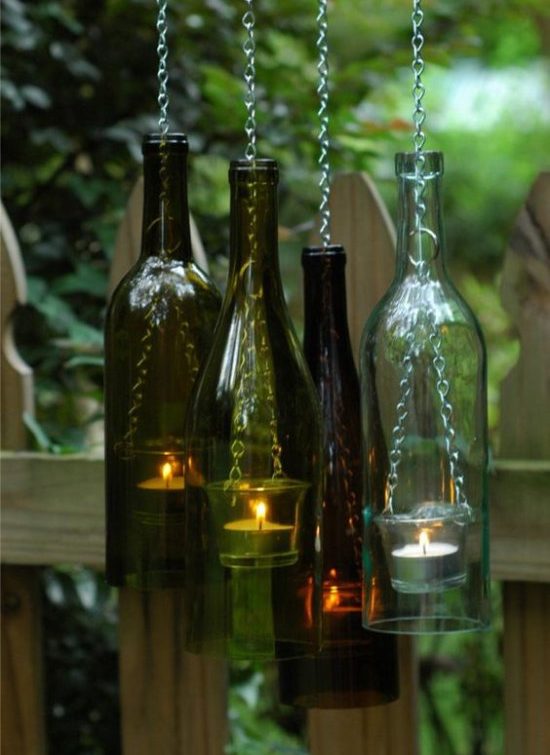 Tutup untuk lilin yang terbuat dari botol dipotong