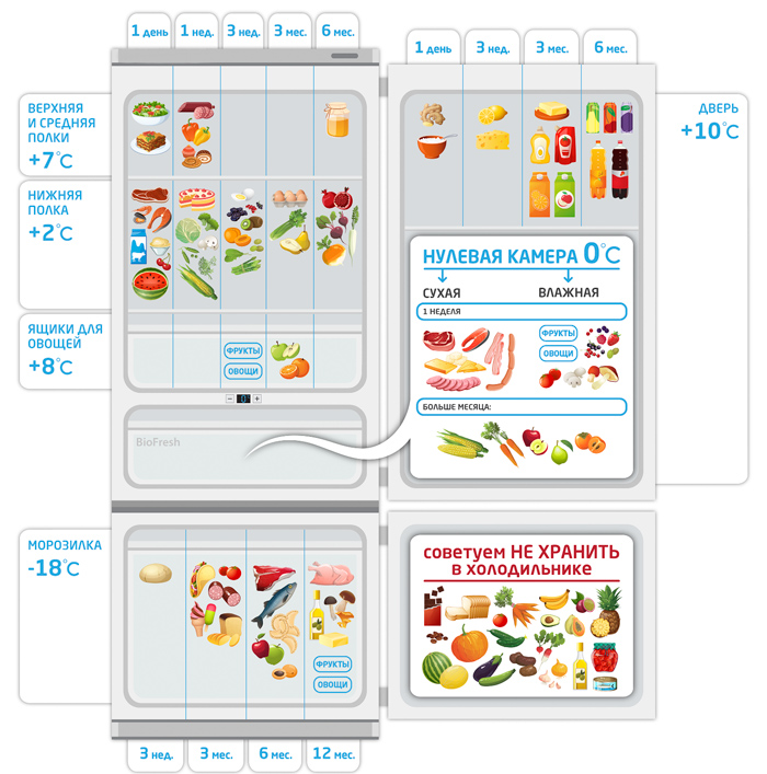 Infografika pri skladovaní v chladničke