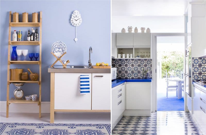 Hvitblå kjøkken i middelhavsstil