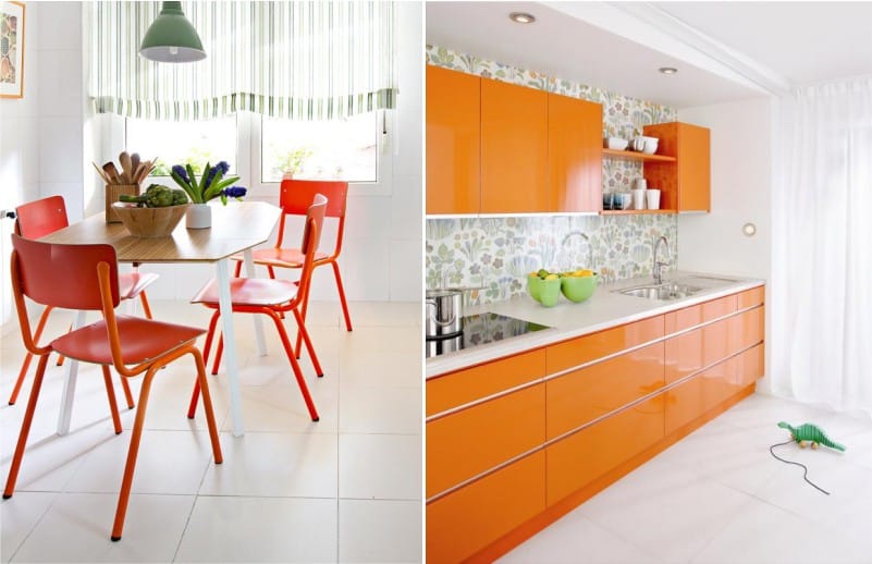 Zelena in oranžna v notranjosti kuhinje