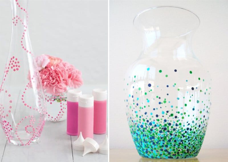 Идеи на боядисани с боядисани стъклени вази
