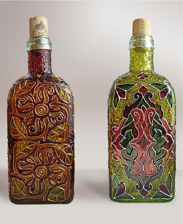 Målat glasmålning av flaskor