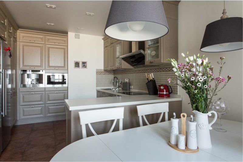 Spacious kitchen with tiled floor