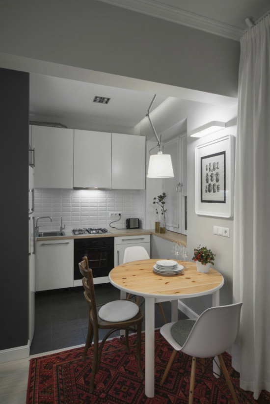 Modern kitchen with tiled floor