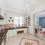 Carpet tiling on the kitchen floor