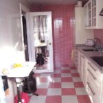 Pink tiles in the kitchen