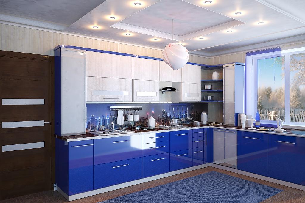 dapur putih dan biru